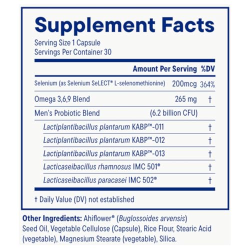Image of Daily Nouri Probiotics for Men | Men's Vitality, Gut Microbiome & Colon Health Support | 5 Clinically Studied Strains + Selenium & Vegan Omega | 30-Day Supply (Pack of 2)