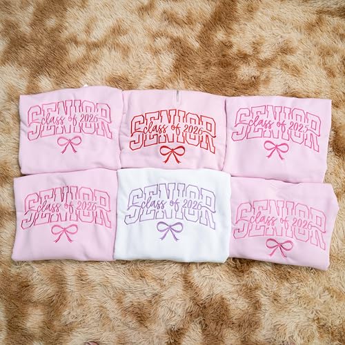 NAZENTI Personalized Embroidered Senior Sweatshirt Class of 2026, Custom Graduation Hoodie, School Shirt for Her or Him4