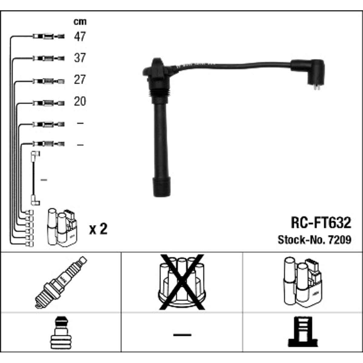 Cavo candela NGK | RC-FT632, 7209