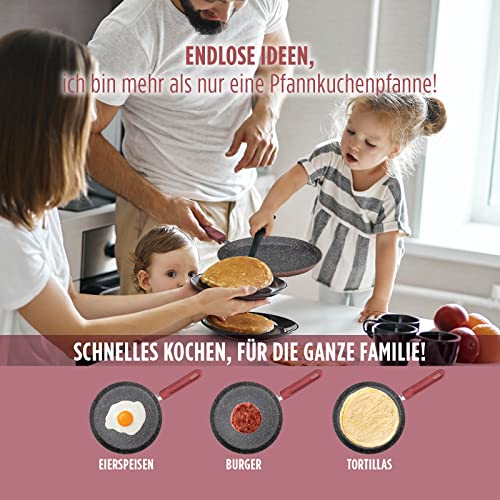 Crepe Pfanne 25cm Induktion - Premium Pfannkuchenpfanne aus Aluminiumguss mit Antihaftbeschichtung, Für alle Herdarten inkl. Rezept E-Book, PFOA-frei – Bild 6