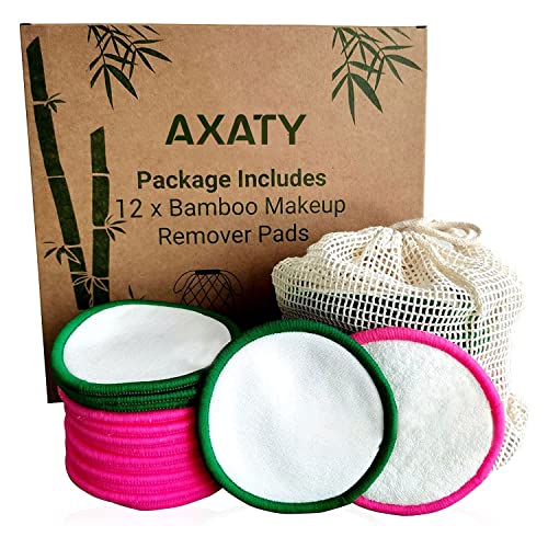 AXATY 3-Layers 12 Reusable Makeup Remover Pads-Organic Bamboo Cotton Pads Eco-Friendly Reusable Face Pads Makeup Remover for All Skin Types with Cotton Draw String Laundry Bag (8CM) AXATY 3-Layers 12 Reusable Makeup Remover Pads-Organic Bamboo Cotton Pads Eco-Friendly Reusable Face Pads Makeup Remover for All Skin Types with Cotton Draw String Laundry Bag (8CM)
