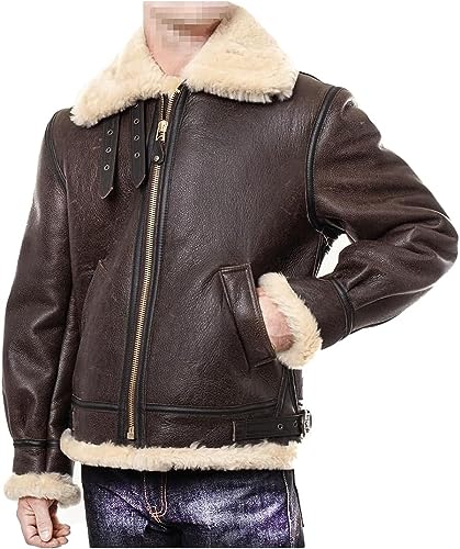 Chaqueta de aviador de cuero RE4 para hombre con forro de piel sintética, superhéroe gamer Leon Bomber, Marrón - Cuero Real, S