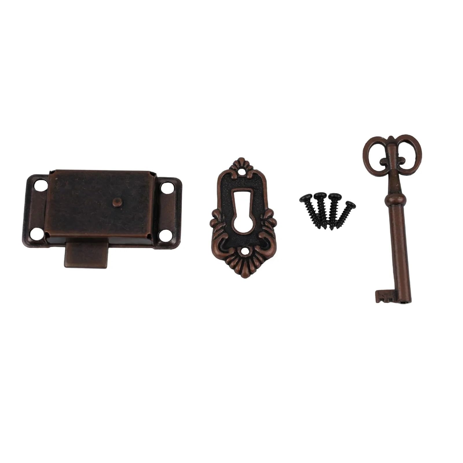 3pcs/Set Drawer Lock Antique Door Locks Drawers Jewelry Box Cabinet Wardrobe Cupboard Set Body Decorative for Cabinets(Red Bronze)