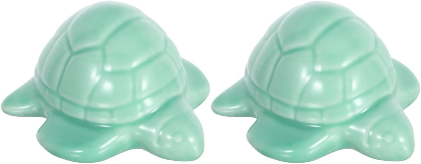 Uonlytech Ceramic Sea Turtle Toilet Bolt Caps 2pcs Green Decorative Toilet Floor Bolt Covers Protective Screw Covers for Bathroom Mounting Parts