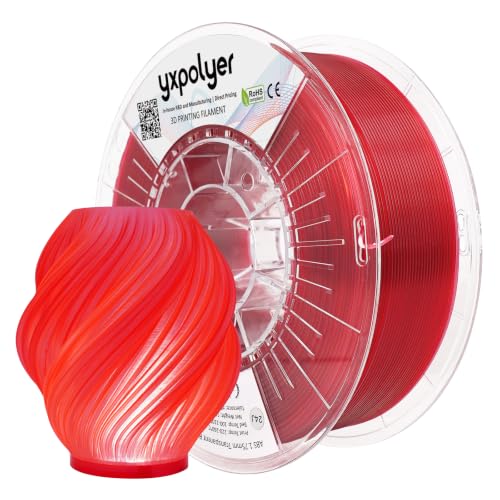 YXPOLYER ABS Filament Low Odor ABS+ 3D Printing Transparent Red 1.75mm 1kg
