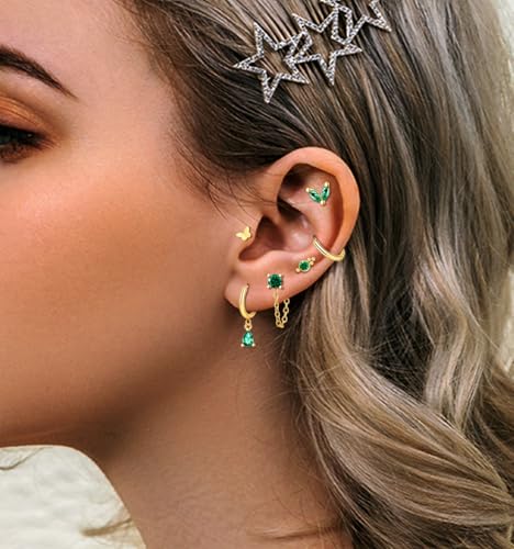 20 Pairs 40pcs Gold Flat Back Earrings Hypoallergenic Cartilage Earring for Women,Mix of 10pcs Hoops,30pcs Studs,Dazzling Helix & Tragus Piercing Jewelry,20G Screw Back Earrings Sets for Multiple Piercing2