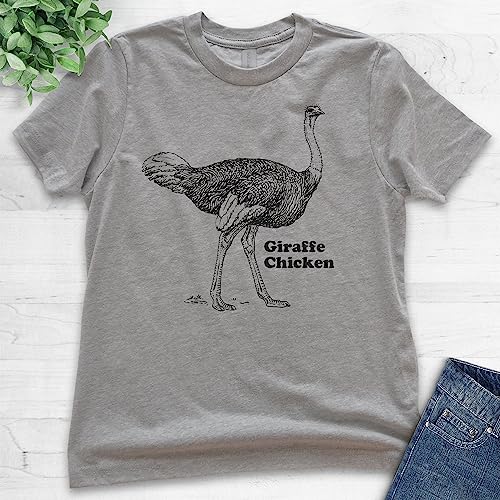 EVERTREE CLOTHING Giraffe Chicken Ostrich Shirt, Youth Kids Girl Boy T-Shirt, Ostrich Shirt, Funny Farm Animal Shirt, Pun Tee2