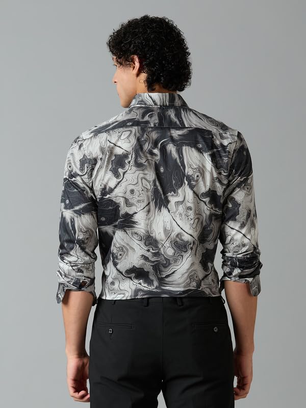 Image of Men's Printed Regular Fit Full Sleeves Cotton Formal Shirt
