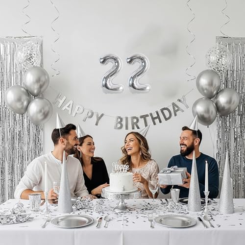 Image of TONIFUL 20 Pcs Number Balloon 2 Set 16 Inch Silver 0-9 Numbers Balloons