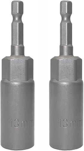 Miniatura 7 de Llave de vaso de 14 de pulgada con vástago hexagonal profunda, adaptador de llave eléctrica, herramienta de taladro de tuerca, 2 piezas (0.236 in)