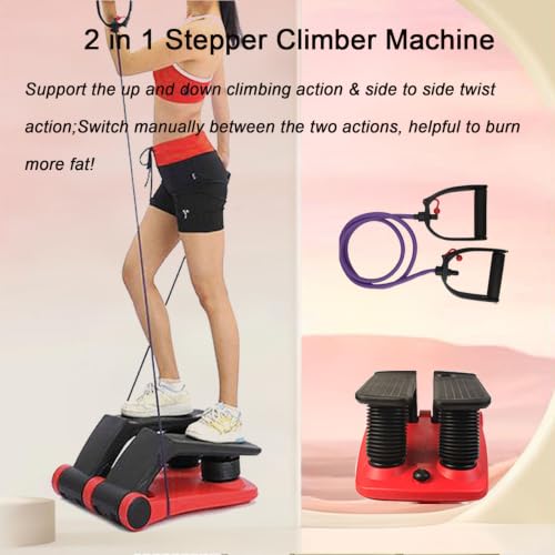 Image of INTBUYING Stepper Climber Fitness Machine with Resistant Bands Portable Stair Stepper Exercise Equipment Low-Impact Cardio, Space-Saving, Height-Adjustable Comfortable Foot Pedals Exercise Machine