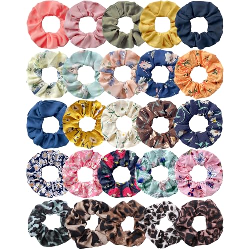 JSTHHTT 25 Pezzi Coleteros de Satén, Scrunchies, Scrunchies Pelo, Suaves Cintas Elásticas para el Pelo para Mujeres, Gomas del Pelo para Niña/Mujer, Adecuado para Deportes, Fiestas, Escuelas, Viajes