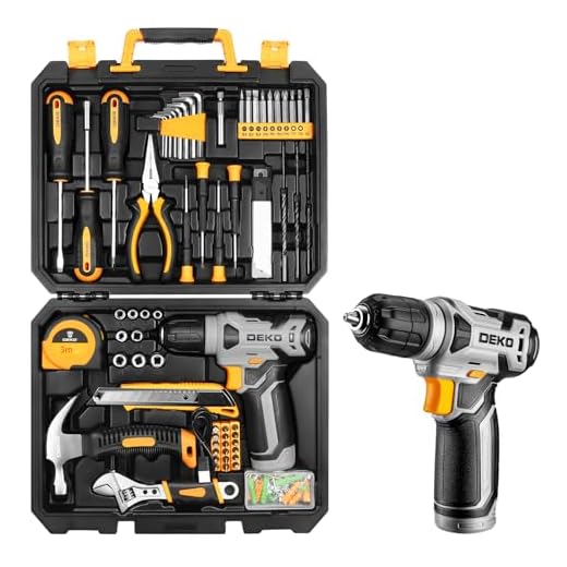 DEKO Caisse a Outil Avec Perceuse Visseuse Multifonction Sans Fil 8V, 126 Pièces Malette Outils complete, Ensemble d'Outils avec Perceusepour Réparation, Entretien et Travail