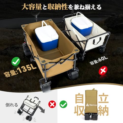 HIKENTURE HIKENTUREキャリーワゴン【10CM極太タイヤ·ブレーキ付】大容量135L 耐荷重150kg の商品画像 2