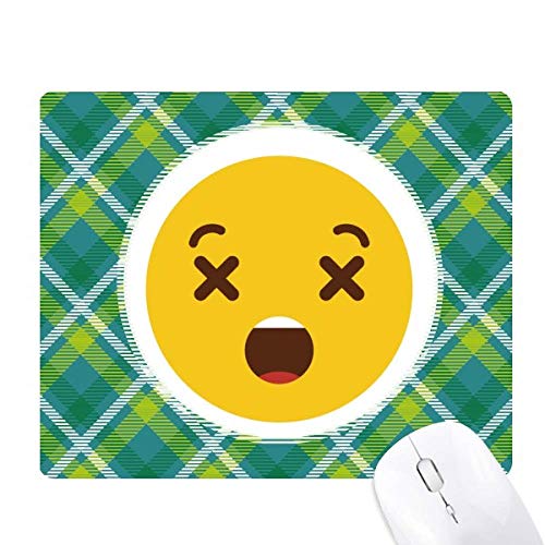 Tapis de souris adorable motif smiley jaune et graphisme réseaux pixel art vert