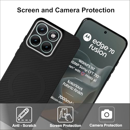 Image of SBMS Back Cover for Motorola Edge 70 Fusion 5G Soft Matte Silicone Cover with Slim Fit | (Not Mag-Safe Compatible) | Shockproof | Camera Protection Bumper Case for Moto Edge 70 Fusion (Black)