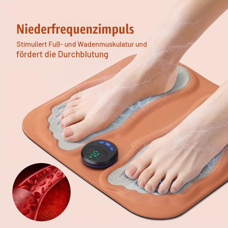 NeuroFlow 3D - Ihre 15-Minuten-Lösung gegen Nervenschmerzen Elektrisches Fußmassagegerät mit 6 Modi, 15 Intensitäten - Tragbar, Wiederaufladbar, fördert Durchblutung