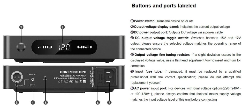 FiiO Darkside Pro Low-noise regulated linear power supply (Black) — view 3