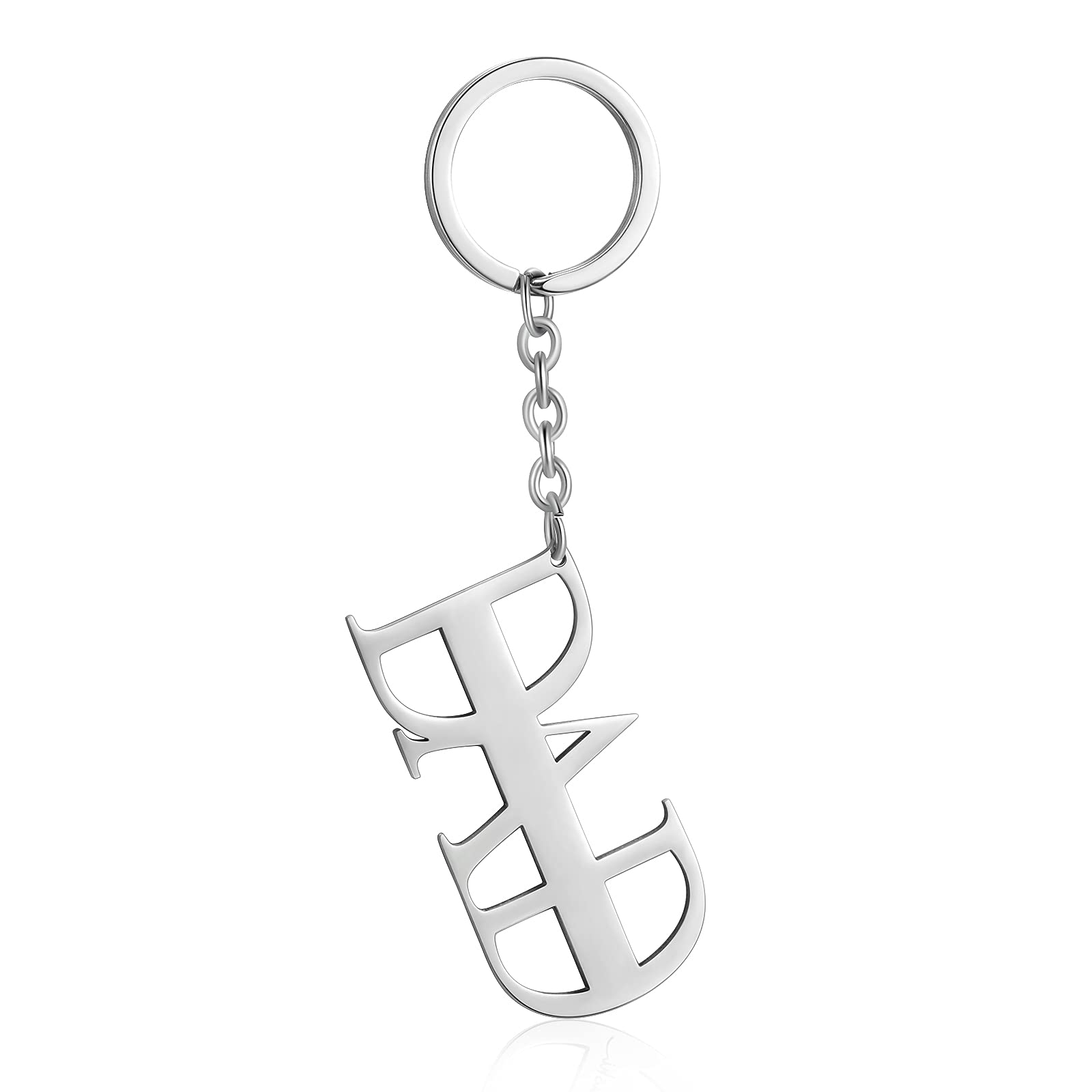 JewelOra Personalized Father's Day Keychain Stainless Steel Custom Name Dad Gifts Keychain from Daughter Son Birthday for Father Daddy(Style 2)