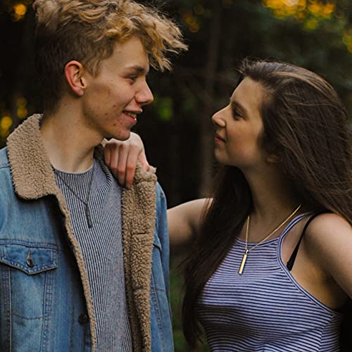 Zysta 3D Black Simple Bar Necklace Dangle Vertical Cuboid Stick Pendant Necklaces Men Women 24 Inches Chain Stainless Steel Jewelry #TOP3