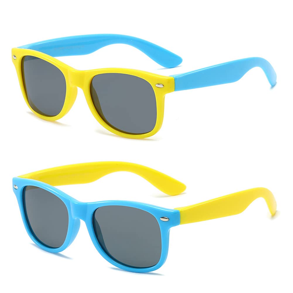 Kids Polarized Sunglasses with Rubber Flexible Frame for Boys Girls Age 3-10,2 Pieces