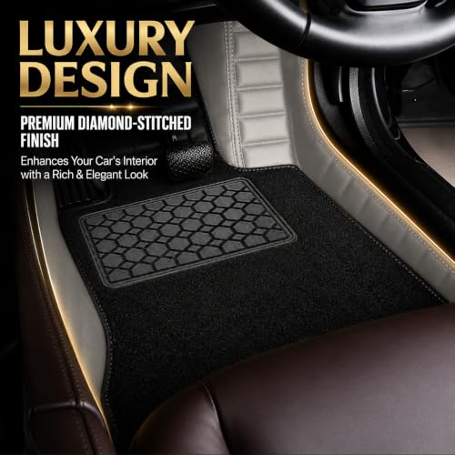 Image of Accessories 9D Combination Car Floor Mats Only Compatible with KIA Seltos (Automatic 2026 |100% Waterproof & Washable | Luxury 9D Car Foot Mats - Black XV-Greige