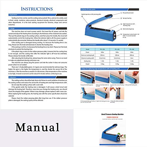 LabZhang Impulse Heat Sealer,Manual Bags,Sealer Heat Sealing Machine with Replacement Kit (12 inch)