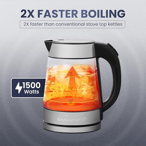 Elite Gourmet EKT-602 Electric Glass Kettle - Thumbnail 4