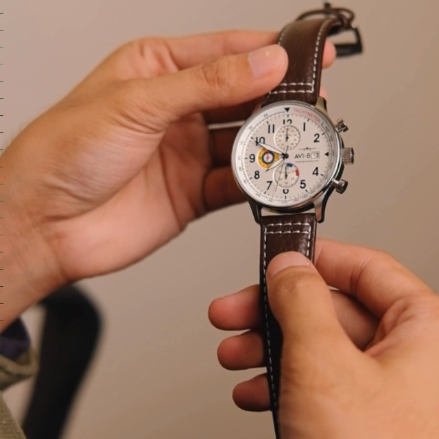 AVI-8 Hawker Hurricane Chronograph White Luminova Round Dial Men's