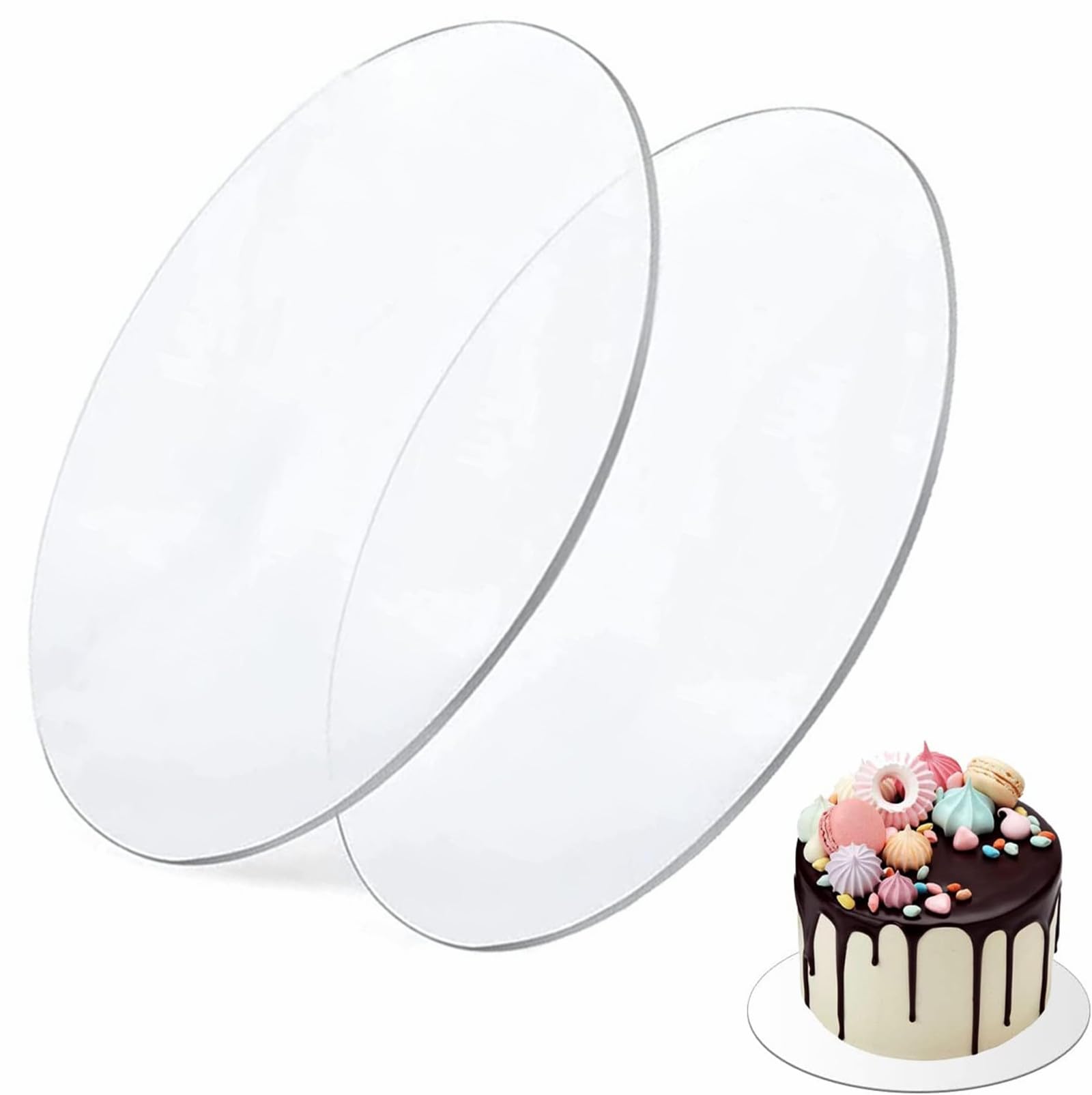 2 Piatti Per Torta In Acrilico Trasparente, Diametro 25 Cm, Spessore 2 Mm - Base Rotonda Per Dolci, Vassoio Da Portata, Cake Board Riutilizzabile Per Torte, Crostate, Pizza, Uso Alimentare - 5