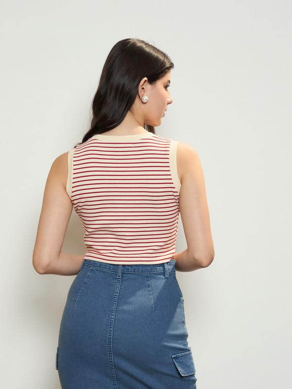 Image of barcino Women's Solid Slim Fit Crop Top