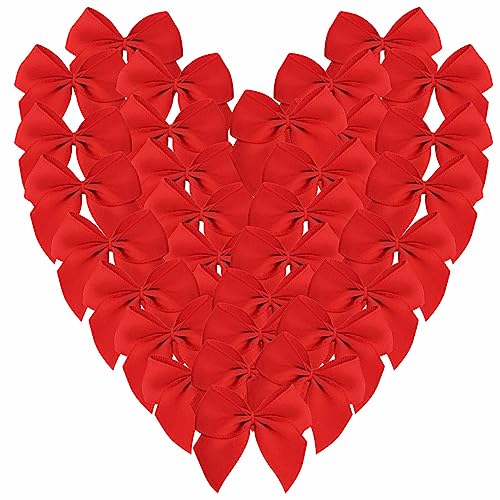 Micomon 50pcs 1.6-Inch Mini Satin Ribbon Bows for Crafts Small Red Bows for Christmas Decoration Embalishement(1.6"-Red)