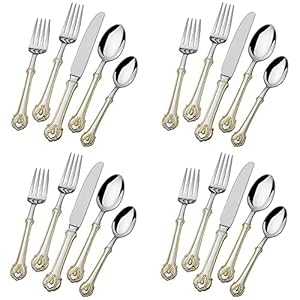 Wallace Napoleon Bee Gold Accent 18/10 Stainless Steel 20pc. Flatware Set