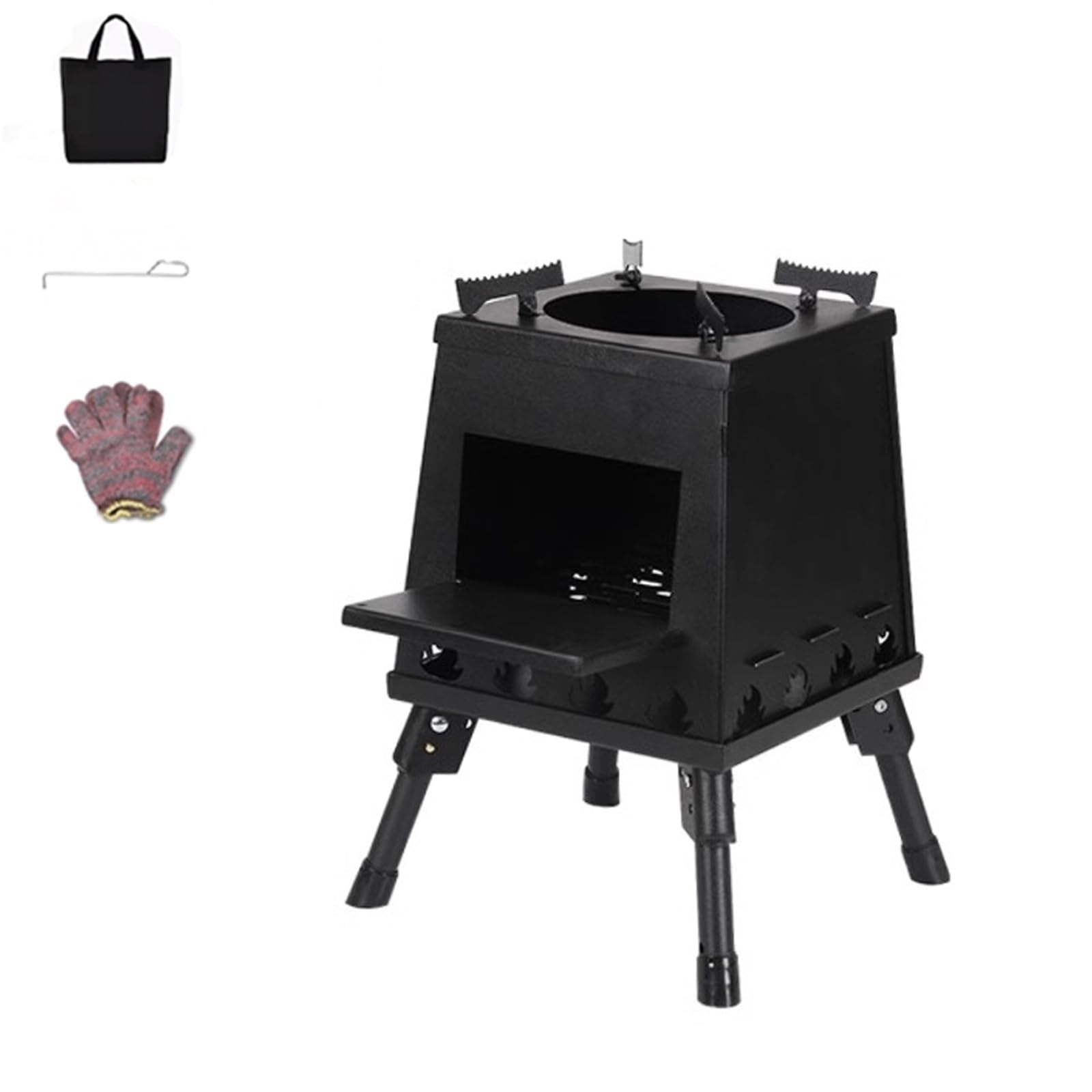 Réchaud de camping portable, réchaud à bois amovible avec sac de transport pour barbecue, pique-nique, randonnée et camping