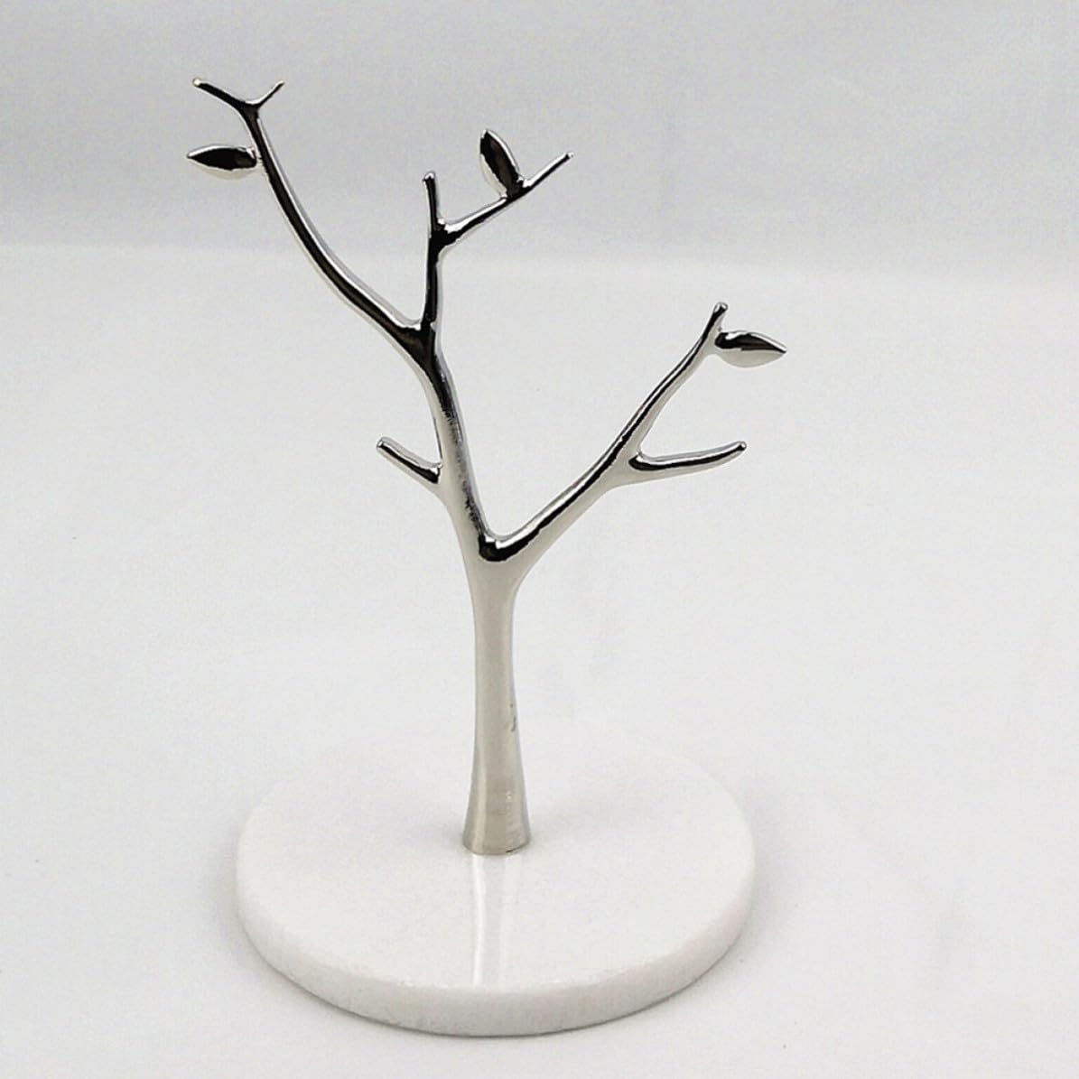 Expositor de Joyas en Forma de Árbol Base de Mármol, Organizador de Pendientes y Collares de Metal para Uso Personal y Comercial