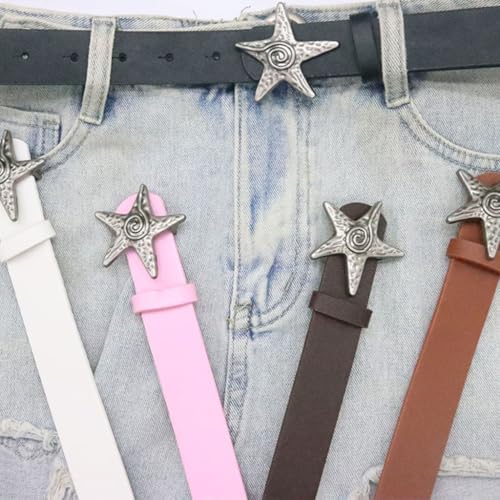 Star Conch Buckles Pattern Waistband Stylish Trendsetter Belt for Casual Or Work Outfits3