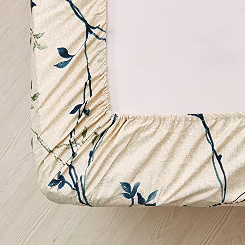 Jsd 4 PC PRINT SET-LEAF 2-KING 4 Piece Leaves Printed Sheet Set King Size, Soft Summer Leaf Pattern Microfiber Bed Sheets Extra Deep Pocket thumb #4