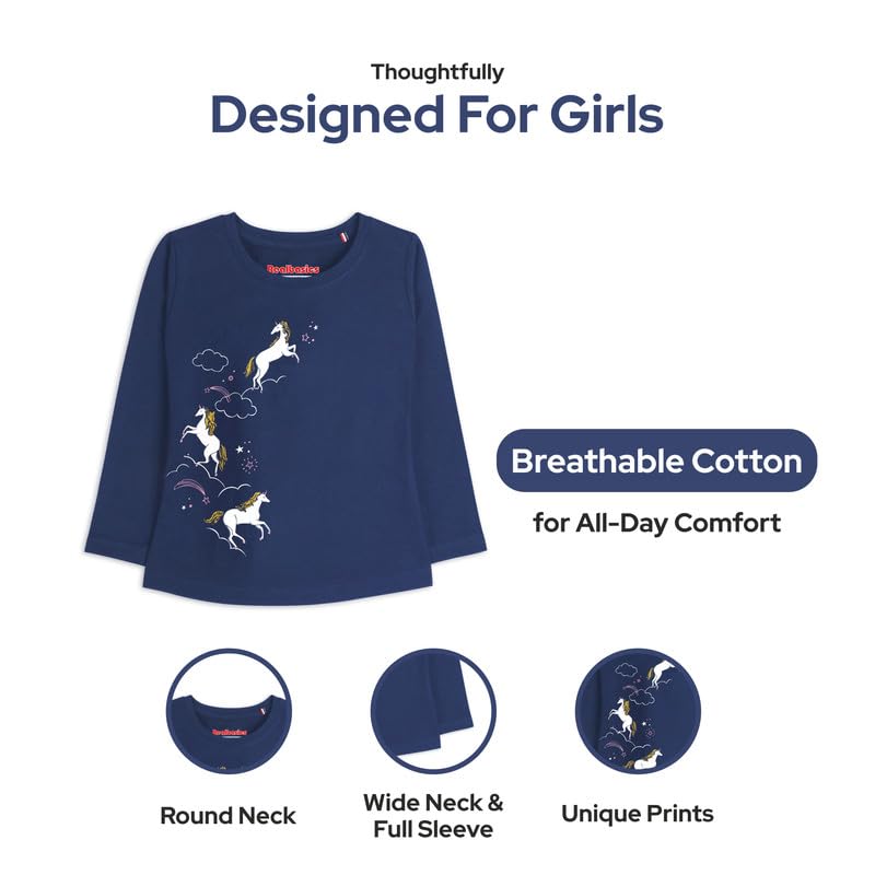 Image of Real Basics Girls Regular Fit Full Sleeves Tshirt (Pack of 2)