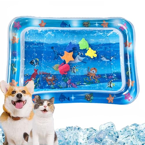 ZHAKKE Thickened Cat Water Bed Sensory Playmat 27.16 x 19.68 in Square Sensor Cat Cooling Mat for Pets Playing Sleeping All Seasons