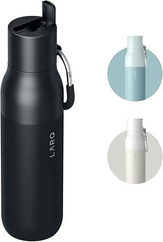LARQ Botella de agua de acero inoxidable con tapa abatible de 17 oz y pajita  Termo, sin BPA  Botella reutilizable para deportes, gimnasio, viajes