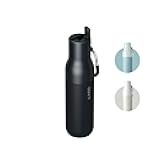 Flip Top 17 oz Insulated Stainless Steel Water Bottle With Straw | Thermos, BPA Free | Reusable Bottle for Sports, Gym, Travel | Keeps Drinks Cold 24 Hours, Obsidian Black