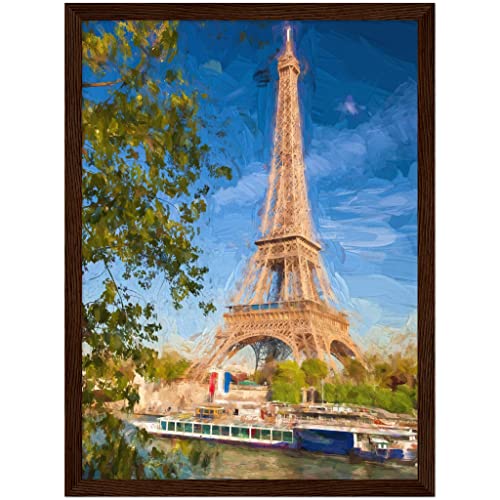Art mural paysage urbain Tour Eiffel Paris avec cadre blanc 50x70 cm - 4