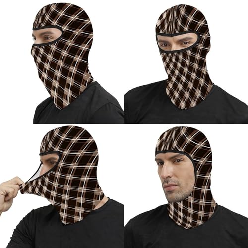 Pasamontaña para hombre y mujer, máscara facial marrón y blanca estampada, balaclava para motocicleta, casco completo, gorro calentador de cuello miniatura 5
