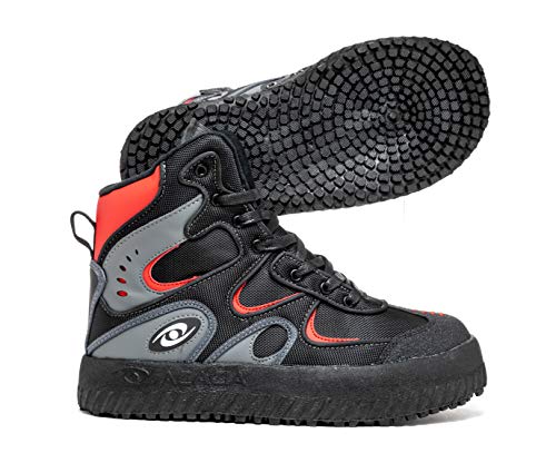 ACACIA Unisex-Adult Shark Broomball Shoes, Black/RED