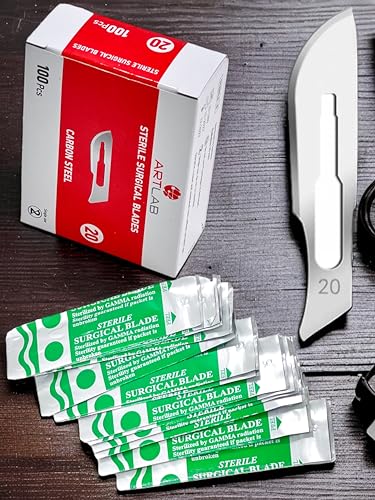 20 Series Sterile Scalpel Blades 100 Blades Per Box Individually Foil Wrapped Fits Scalpel Handle #4 - Artlab (#20)