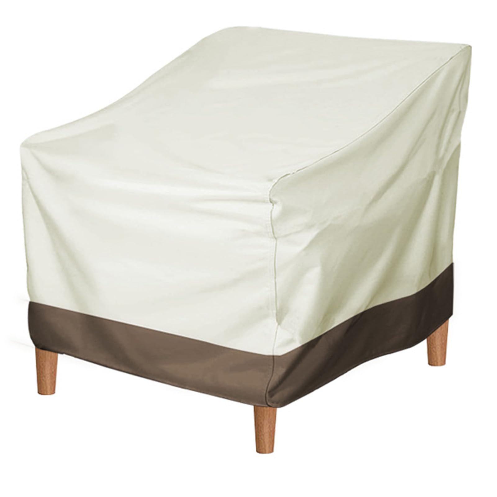 Generic Housse de Chaise de Patio, Facile à Nettoyer, Imperméable, pour Meubles d'extérieur, Tissu Oxford 600D, pour Fauteuils Pivotants de Patio (Beige avec couleur café)