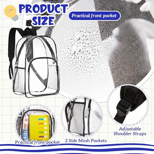 Image of Amylove 24 Pcs Clear Backpack bulk for Stadium Events Heavy Duty PVC Transparent Bookbag for College Workplace Security (17 Inches,Morandi)