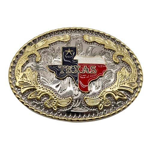 Image of WMG Western Belt Buckles for men women - Texas Map Buckles - Rodeo Cowboy Belt Buckle - Fits Up to 2 Inch Belts
