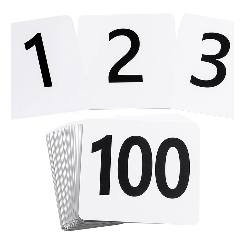 Giilayky 100Pcs Table Numbers 1-100,Plastic Table Numbers, Double Sided Table Number Cards for Wedding Reception Restaurant Table