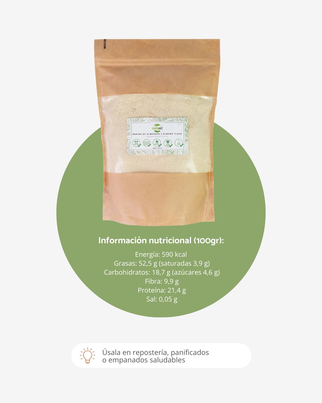 Farine d'amande crue moulue et épluchée 100% naturelle | KETO Diet Friendly | 1 kg | Végétalien et Végétarien